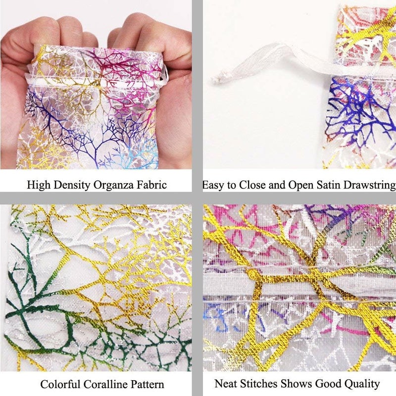 Stratalife Organza Bags 4x6 Small Drawstring Jewelry Pouches Party Favor Goodie Bags for Wedding Present Candy 50PCS (Blue Coralline) - Image 3